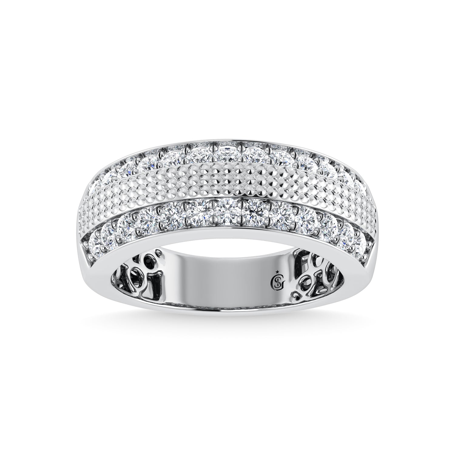 14K White Gold Diamond 1 Ct.Tw. Mens Ring - thediamondsq