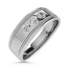 10K White Gold Diamond 1/10 Ct.Tw. Machine Set Mens Band