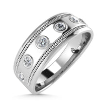 10K White Gold Diamond 1/5 Ct.Tw. Machine Set Mens Band