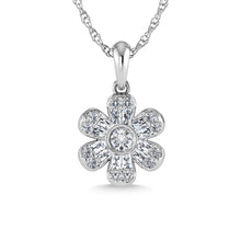 14K White Gold Diamond 1/3 Ct.Tw. Flower Pendant - thediamondsq