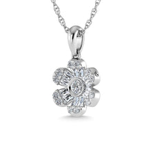 14K White Gold Diamond 1/3 Ct.Tw. Flower Pendant - thediamondsq