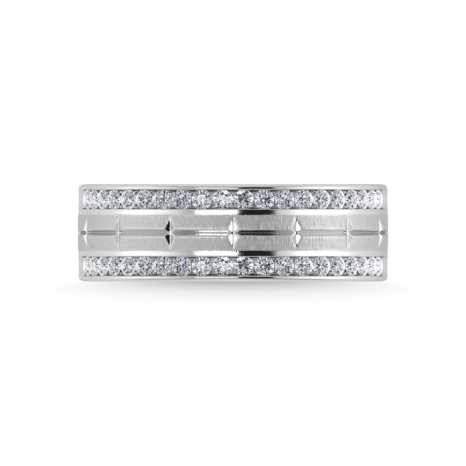 14K White Gold Diamond 1/2 Ct.Tw. Mens Machine Band - thediamondsq
