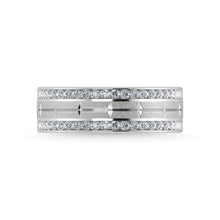14K White Gold Diamond 1/2 Ct.Tw. Mens Machine Band - thediamondsq