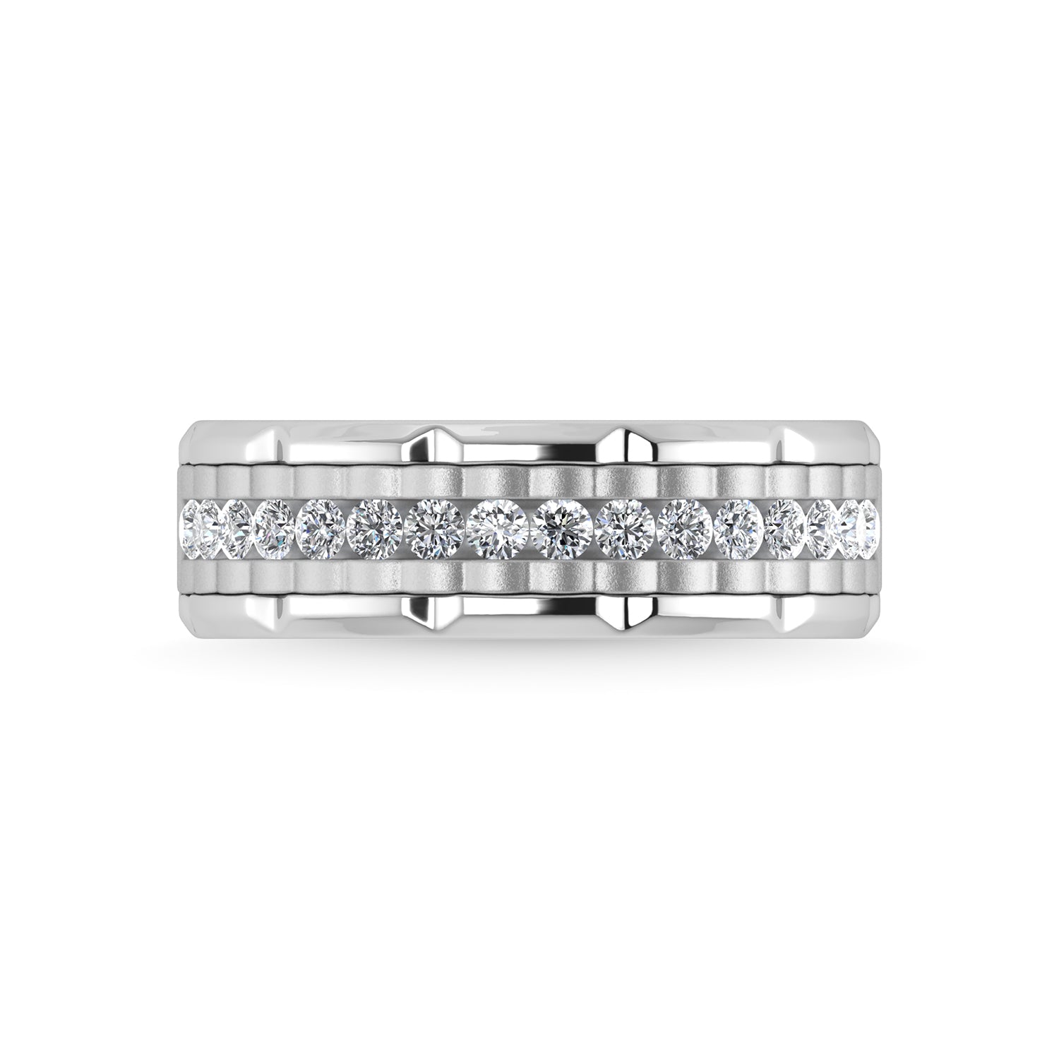 14K White Gold Diamond 1/2 Ct.Tw. Mens Machine Band - thediamondsq