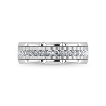 14K White Gold Diamond 1/2 Ct.Tw. Mens Machine Band - thediamondsq