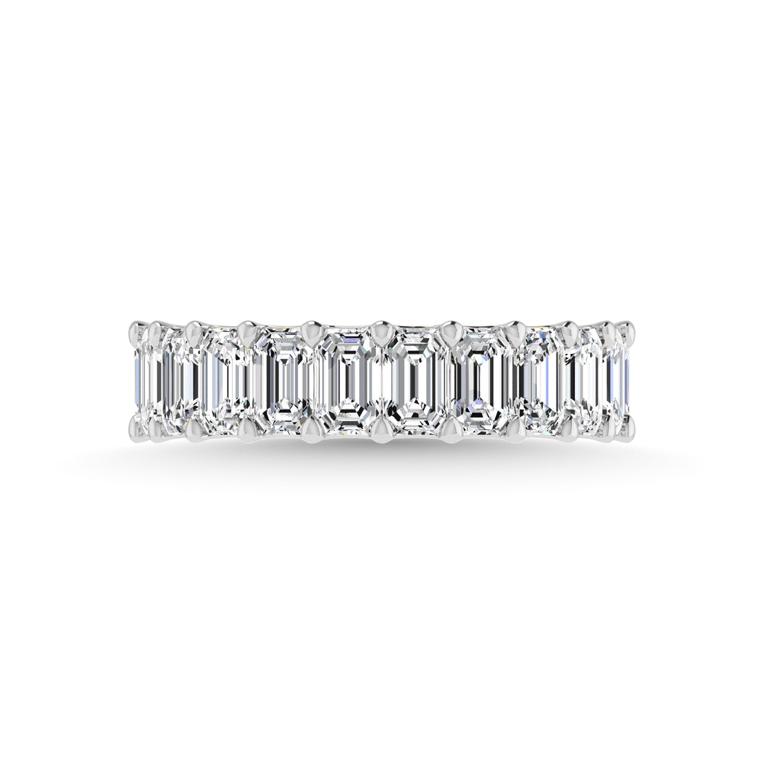14K White Gold Diamond 3 3/4 Ct.Tw. Emerald Shape Full Eternity Band
