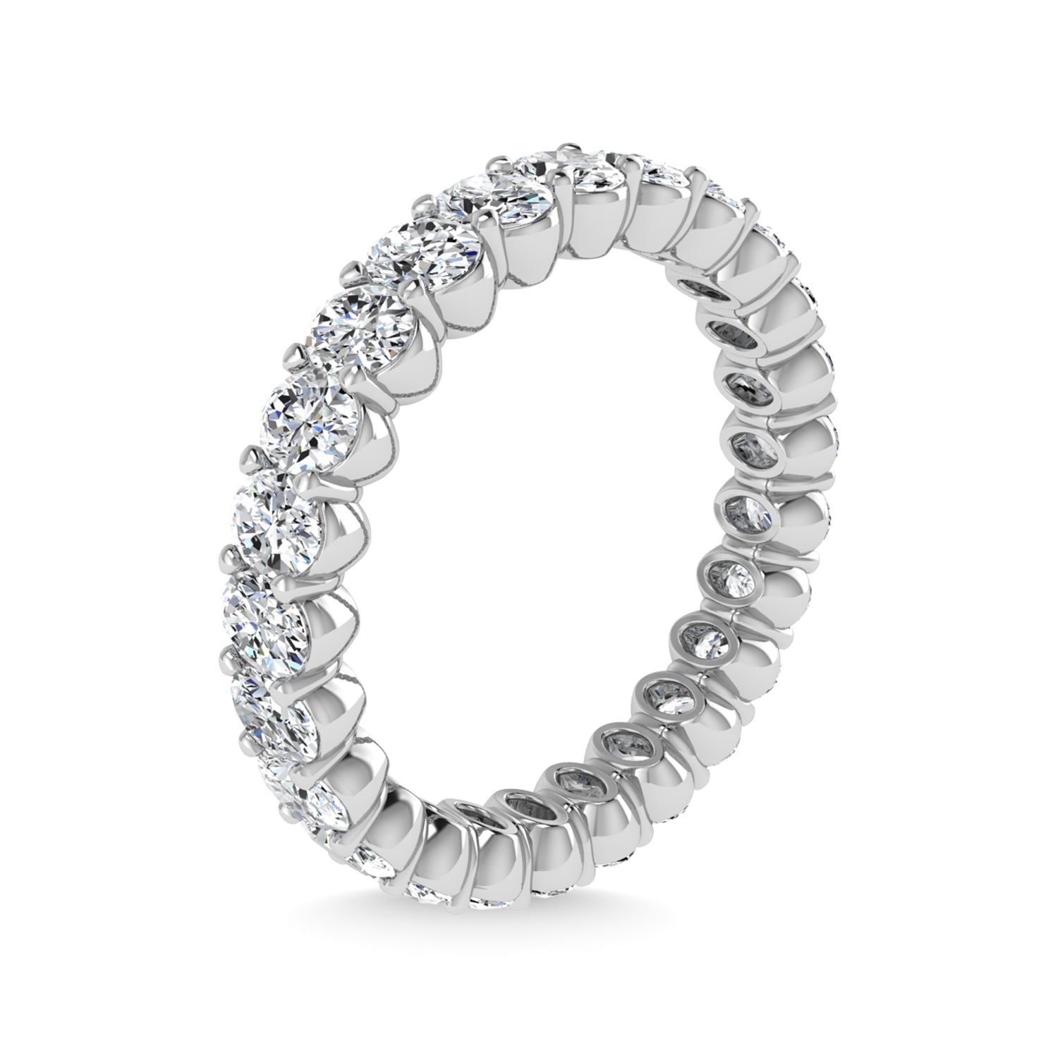14K White Gold Diamond 2 1/2 Ct.Tw. Oval Shape Full Eternity Band (Size 7)