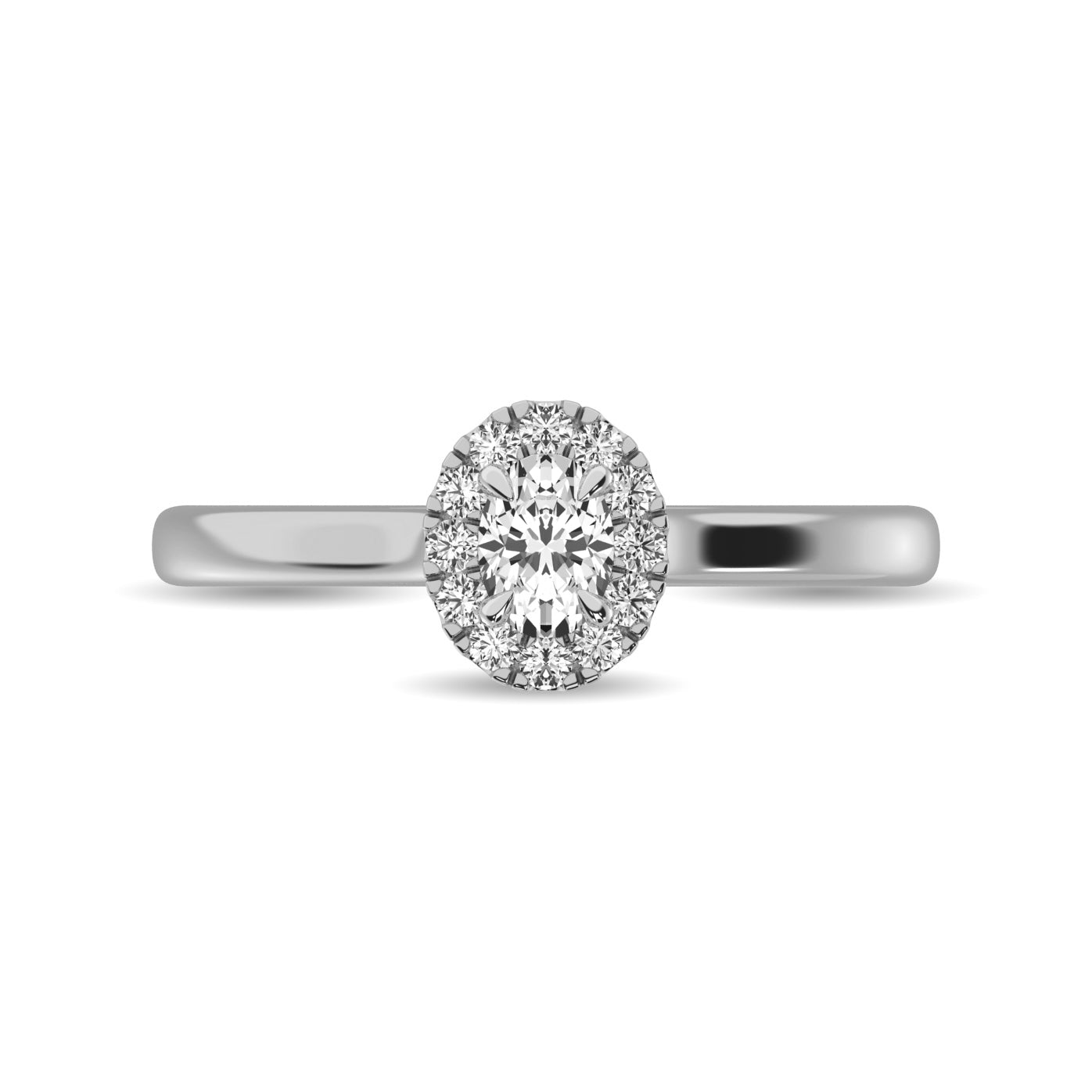 Diamond 3/8 Ct.Tw. Oval Center Halo Engagement Ring in 10K White Gold