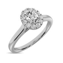 Diamond 3/8 Ct.Tw. Oval Center Halo Engagement Ring in 10K White Gold