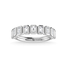 14K White Gold Diamond 7/8 Ct.Tw. Emerald Shape Half Way Bezel Band