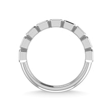 14K White Gold Diamond 7/8 Ct.Tw. Emerald Shape Half Way Bezel Band