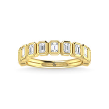 14K Yellow Gold Diamond 7/8 Ct.Tw. Emerald Shape Half Way Bezel Band