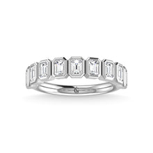 14K White Gold Diamond 1 1/3 Ct.Tw. Emerald Shape Half Way Bezel Band