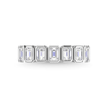 14K White Gold Diamond 1 1/3 Ct.Tw. Emerald Shape Half Way Bezel Band