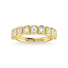 14K Yellow Gold Diamond 1 1/3 Ct.Tw. Emerald Shape Half Way Bezel Band