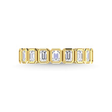 14K Yellow Gold Diamond 1 1/3 Ct.Tw. Emerald Shape Half Way Bezel Band