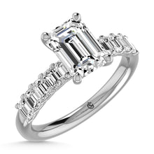 14K White Gold Diamond 1 Ct.Tw. Emerald Shape Half way Engagement Ring (Center 2 ctw)