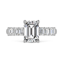 14K White Gold Diamond 1 Ct.Tw. Emerald Shape Half way Engagement Ring (Center 2 ctw)