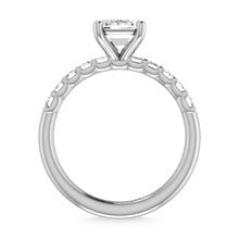 14K White Gold Diamond 1 Ct.Tw. Emerald Shape Half way Engagement Ring (Center 2 ctw)