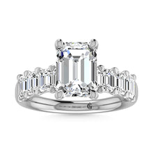 14K White Gold Diamond 1 5/8 Ct.Tw. Emerald Shape Half Way Semi Engagement Ring (3ct Center)