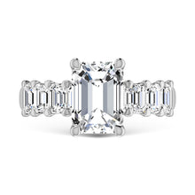 14K White Gold Diamond 1 5/8 Ct.Tw. Emerald Shape Half Way Semi Engagement Ring (3ct Center)
