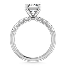 14K White Gold Diamond 1 5/8 Ct.Tw. Emerald Shape Half Way Semi Engagement Ring (3ct Center)