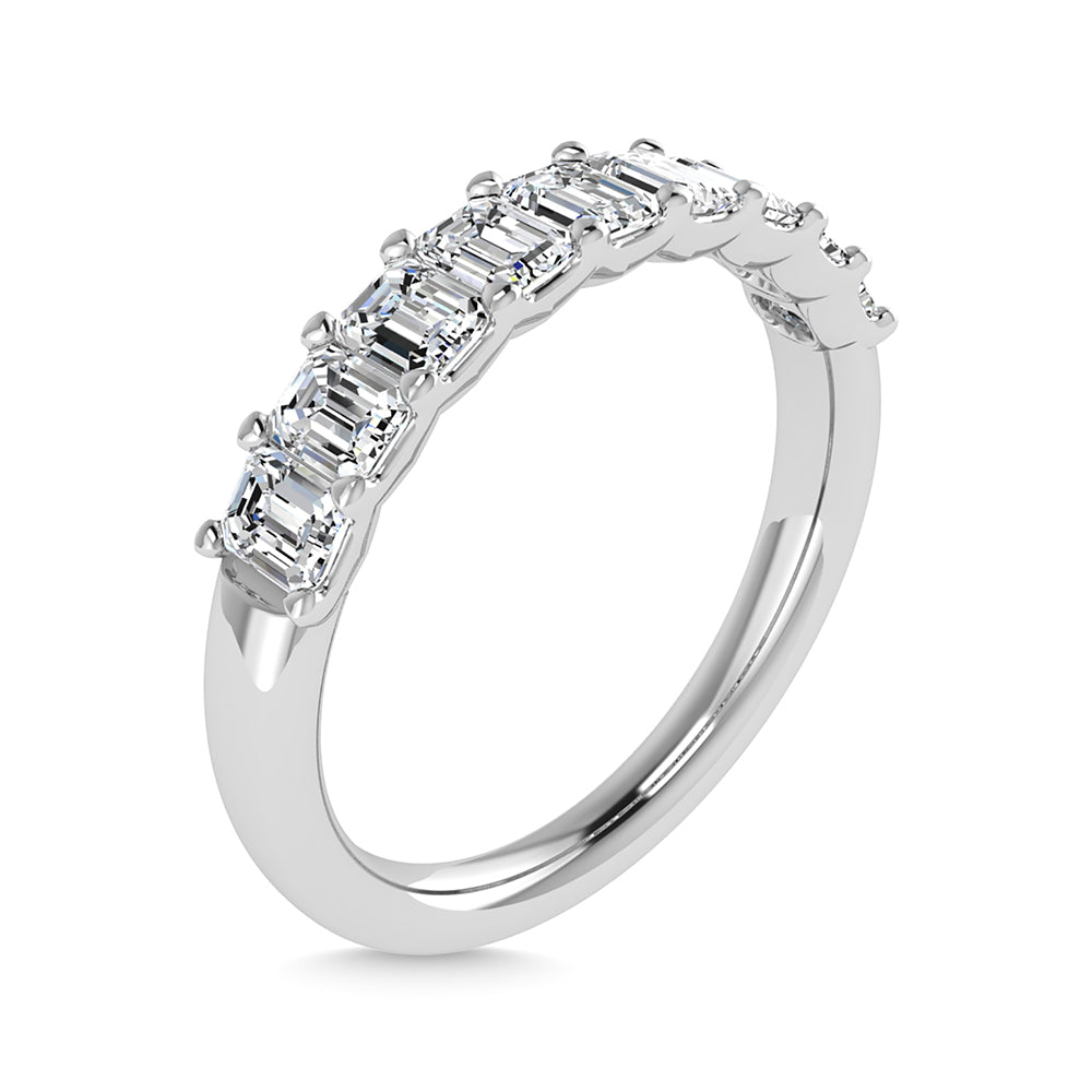 14K White Gold Diamond 1 1/3 Ct.Tw. Emerald Shape Half Way Eternity Band