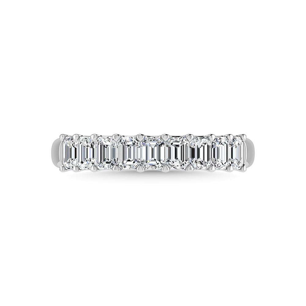 14K White Gold Diamond 1 1/3 Ct.Tw. Emerald Shape Half Way Eternity Band