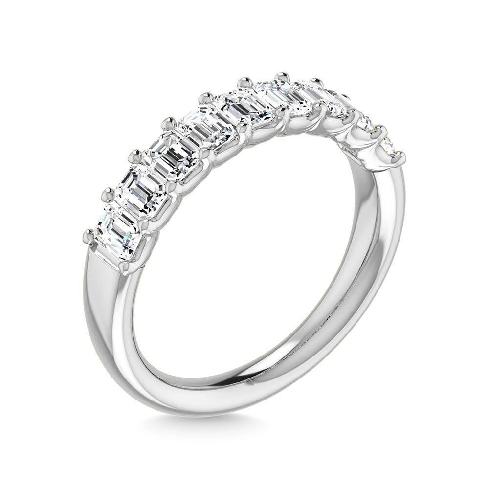14K White Gold Diamond 1 3/4 Ct.Tw. Emerald Shape Half Way Eternity Band