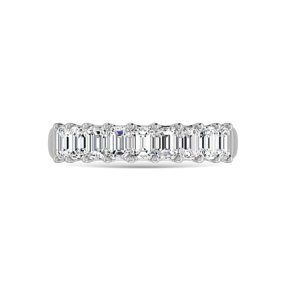 14K White Gold Diamond 1 3/4 Ct.Tw. Emerald Shape Half Way Eternity Band
