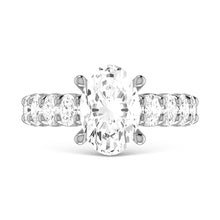 14K White Gold Diamond 1 Ct.Tw. Oval Shape Half way Engagement Ring (Center 2 ctw)