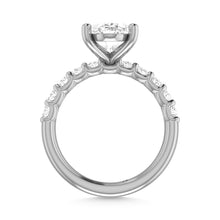 14K White Gold Diamond 1 Ct.Tw. Oval Shape Half way Engagement Ring (Center 2 ctw)