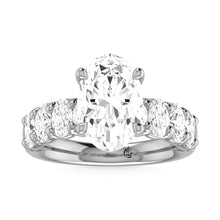 14K White Gold Diamond 1 5/8 Ct.Tw. Oval Shape Half way Engagement Ring (Center 3 ctw)