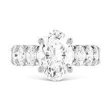 14K White Gold Diamond 1 5/8 Ct.Tw. Oval Shape Half way Engagement Ring (Center 3 ctw)