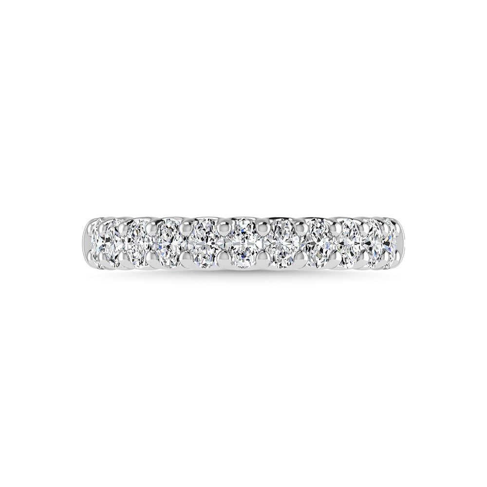 14K White Gold Diamond 1 Ct.Tw. Oval Shape Half way Wedding Band