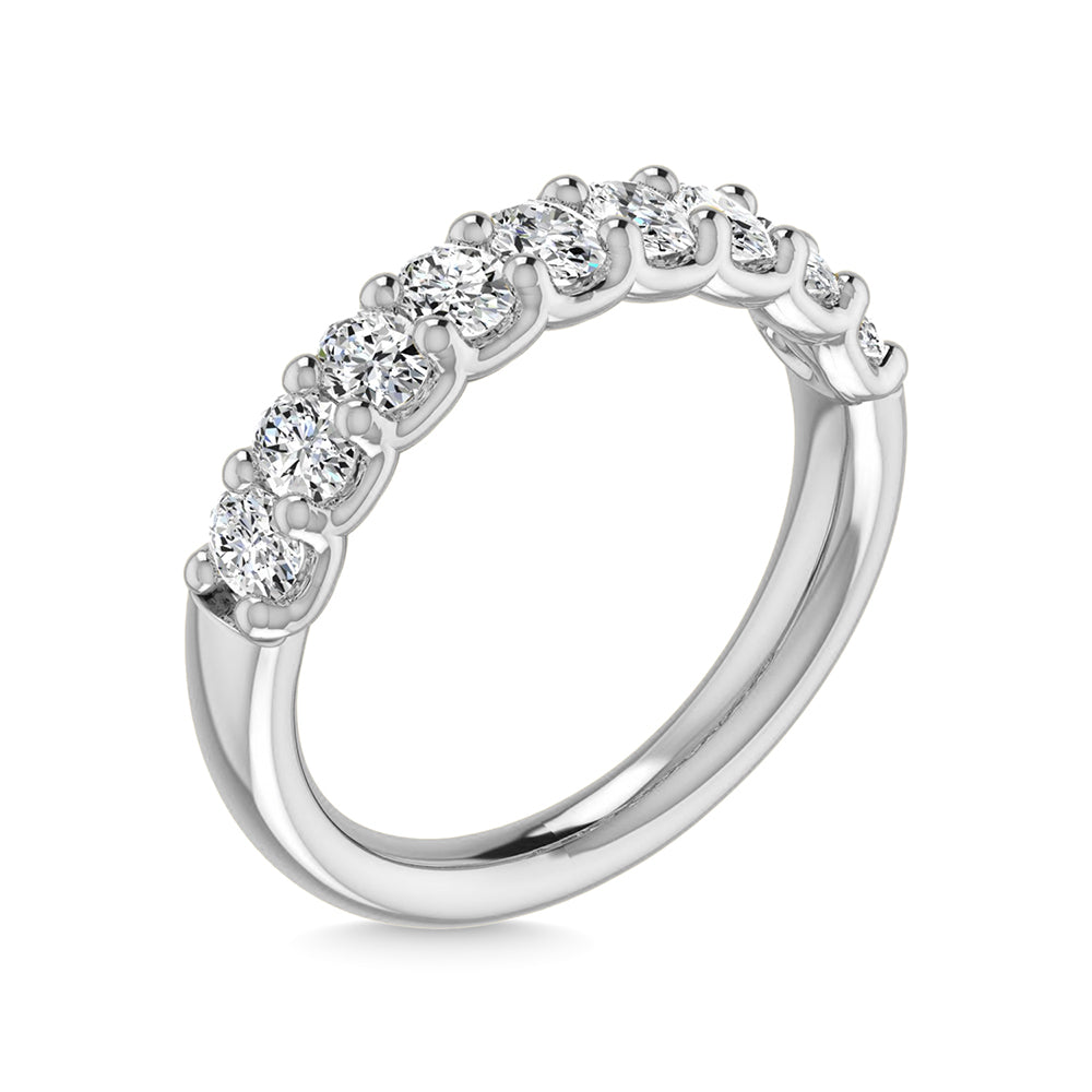 14K White Gold Diamond 1 1/3 Ct.Tw. Oval Shape Half Way Eternity Band