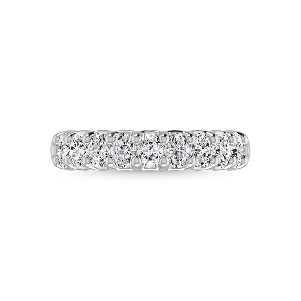 14K White Gold Diamond 1 1/3 Ct.Tw. Oval Shape Half Way Eternity Band
