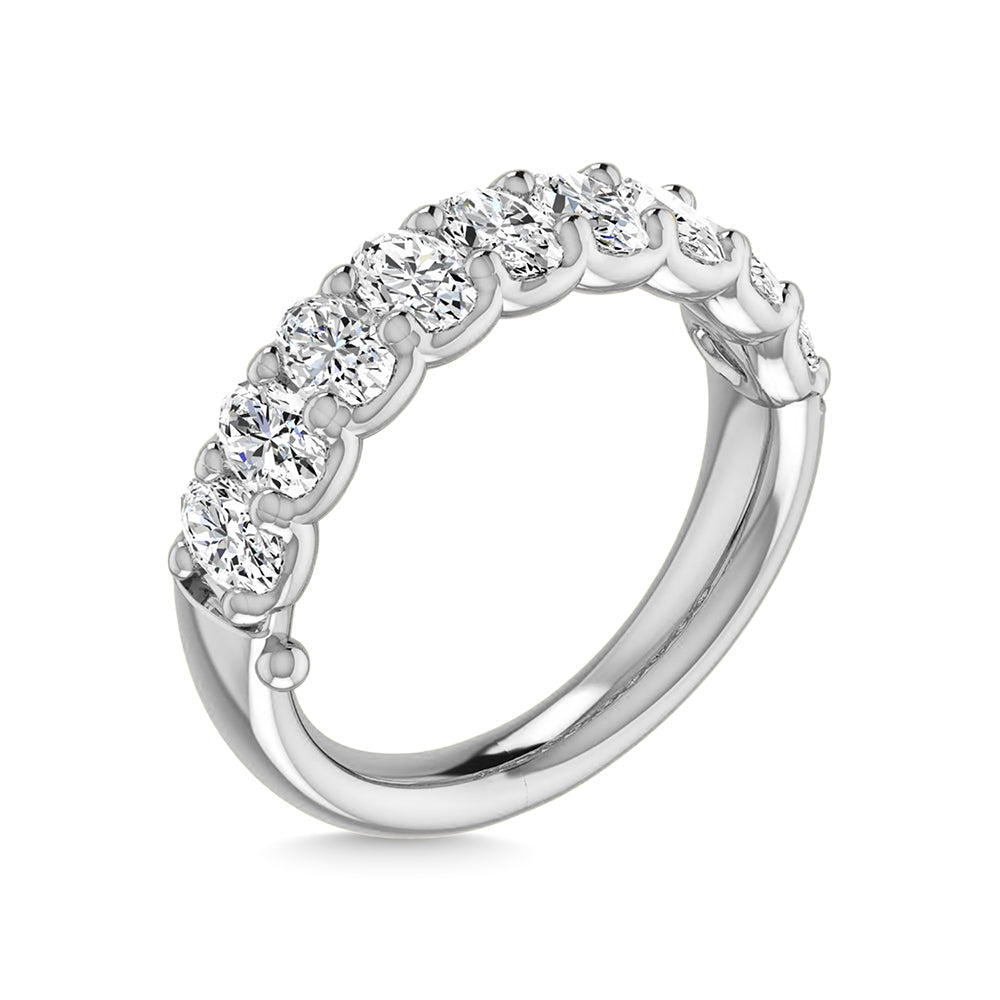 14K White Gold Diamond 1 3/4 Ct.Tw. Oval Shape Half Way Eternity Band