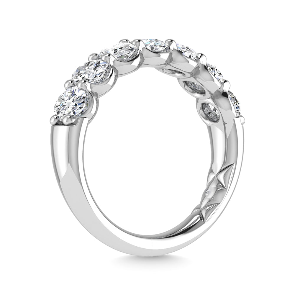 14K White Gold Diamond 2 1/4 Ct.Tw. Oval Shape Half way Wedding Band