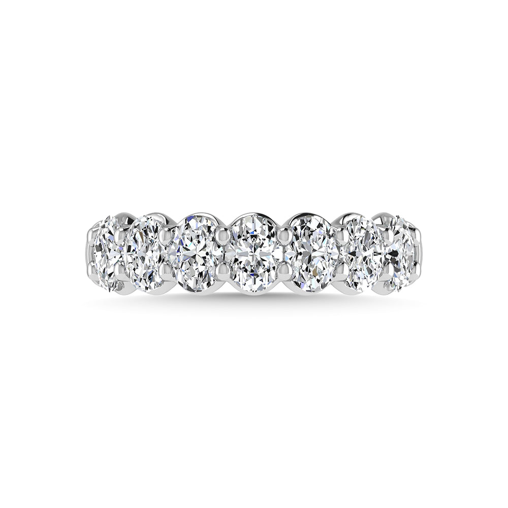 14K White Gold Diamond 2 1/4 Ct.Tw. Oval Shape Half way Wedding Band
