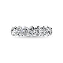 14K White Gold Diamond 2 1/4 Ct.Tw. Oval Shape Half way Wedding Band