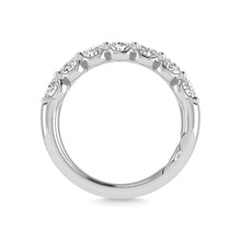14K White Gold Diamond 2 1/4 Ct.Tw. Oval Shape Half way Wedding Band