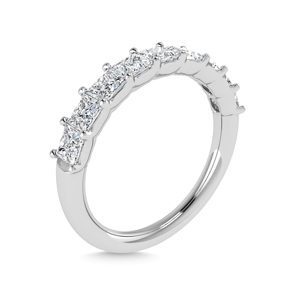 14K White Gold Diamond 1 1/3 Ct.Tw. Princess Shape Half Way Eternity Band