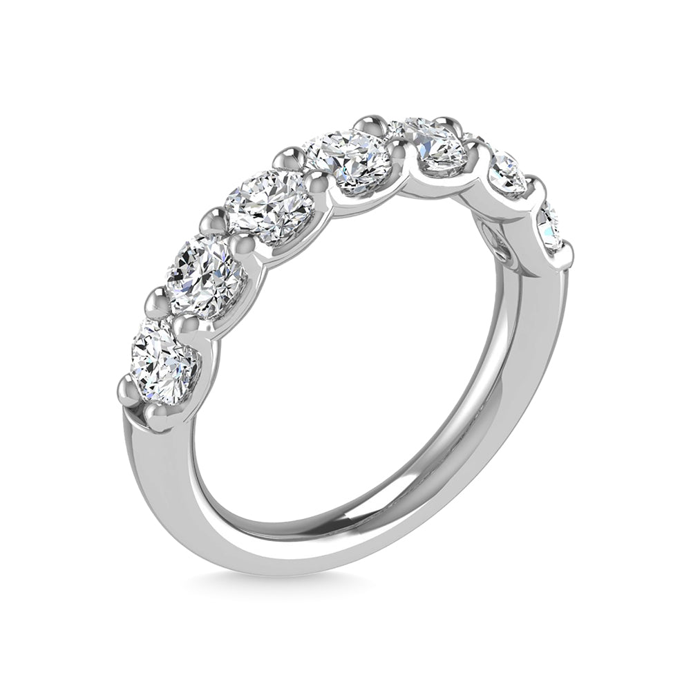 14K White Gold Diamond 1 1/4 Ct.Tw. Round Shape Half Way Wedding Band