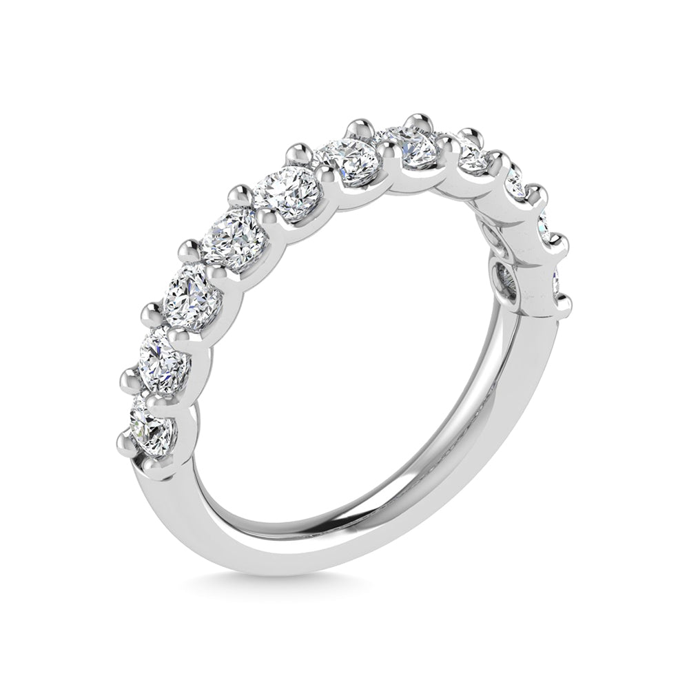 14K White Gold Diamond 1 Ct.Tw. Round Shape Half Way Eternity Band