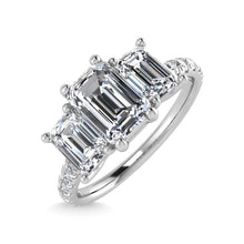 14K White Gold Lab Grown Diamond 1 1/2 Ct.Tw. Emerald Shape Three Stone Engagement Ring