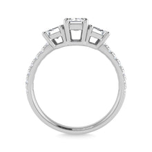 14K White Gold Lab Grown Diamond 1 1/2 Ct.Tw. Emerald Shape Three Stone Engagement Ring
