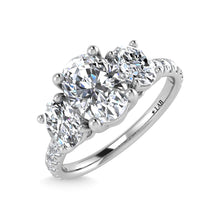 14K White Gold Lab Grown Diamond 2 Ct.Tw. Oval Shape Three Stone Engagement Ring