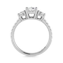 14K White Gold Lab Grown Diamond 1 1/2 Ct.Tw. Oval Shape Three Stone Engagement Ring