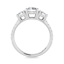 14K White Gold Lab Grown Diamond 1 1/2 Ct.Tw. Round Shape Three Stone Engagement Ring